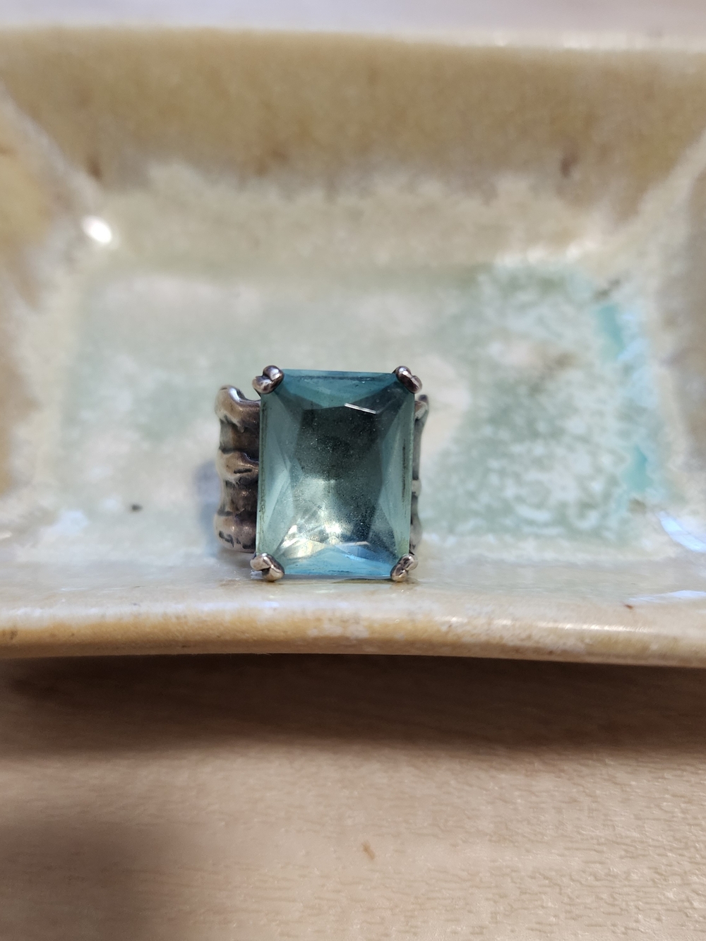 Silpada Sterling Silver Teal-Blue Rectangular Gemstone Ring